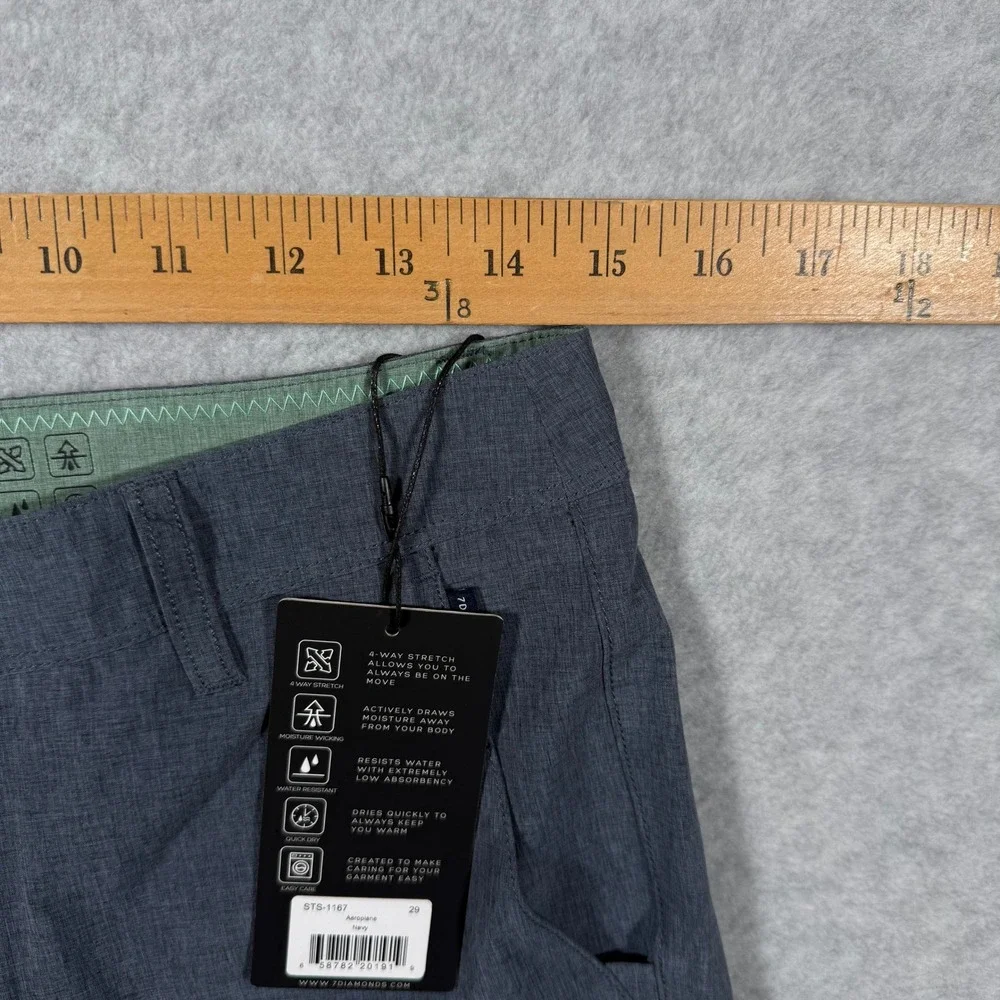 7 Diamonds Aeroplane Performance Shorts Mens 29 Navy Blue Heather Stretch NWT